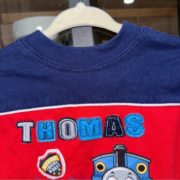 Vintage Thomas The Train tee tshirt toddler baby boy navy applique embroidered - Picture 6 of 6